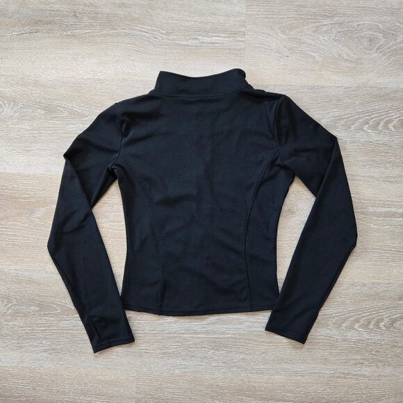 High-Stretch Zip-Up Workout Jacket with Thumb Holes - Size S - Black - Athletic - Picture 10 of 12